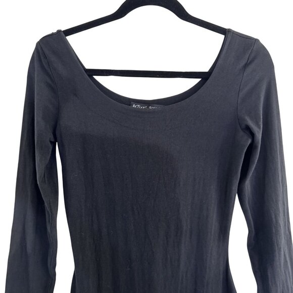 Vintage Betsey Johnson 90s Y2K Black Scoop Neck Stretchy Maxi Dress Size M - Picture 3 of 8